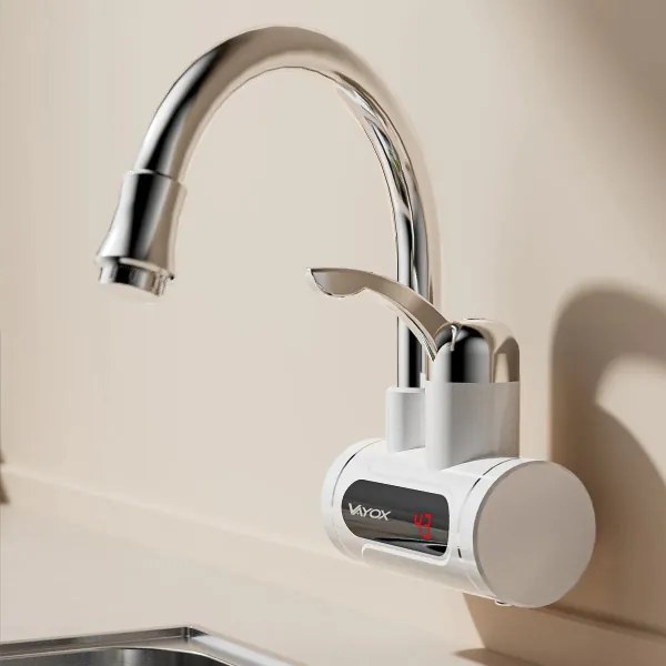 Átfolyós vízmelegítő LED kijelzővel 3000W/230V IPX4 fehér