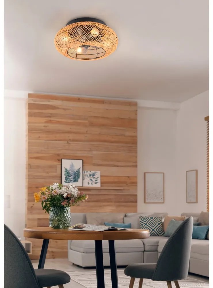 Barna mennyezeti lámpa távirányítóval-ventilátorral Lillesand – Trio