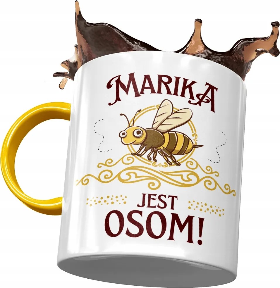 Sárga Bögre Marika Feleség Barátnő Ajándék Nyomtatott Fotóval