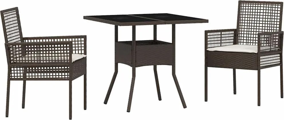 vidaXL Kert étkező szett 3 pcs Barna polirattan