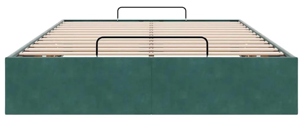 Ottomán ágykeret matrac nélkül, sötétzöld 120x190 cm bársony