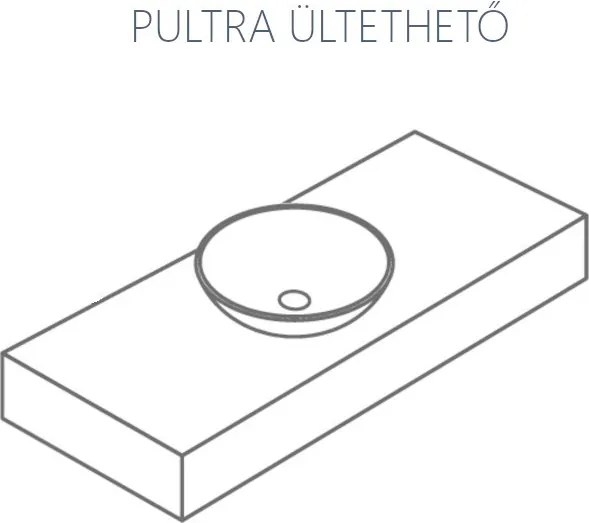 CeraStyle OLIVE - PULTRA ültethető - Top Counter - porcelán mosdó - MATT SZÜRKE - 75 x 38 cm
