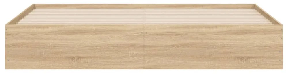 sonoma tölgyszínű szerelt fa ágykeret 200 x 200 cm