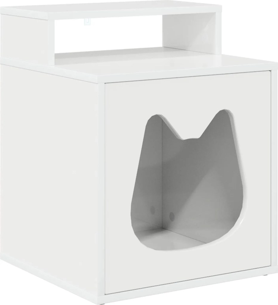 vidaXL Macska Ház Fényes Fehér 42,5 x 40 x 53,5 cm Faanyag