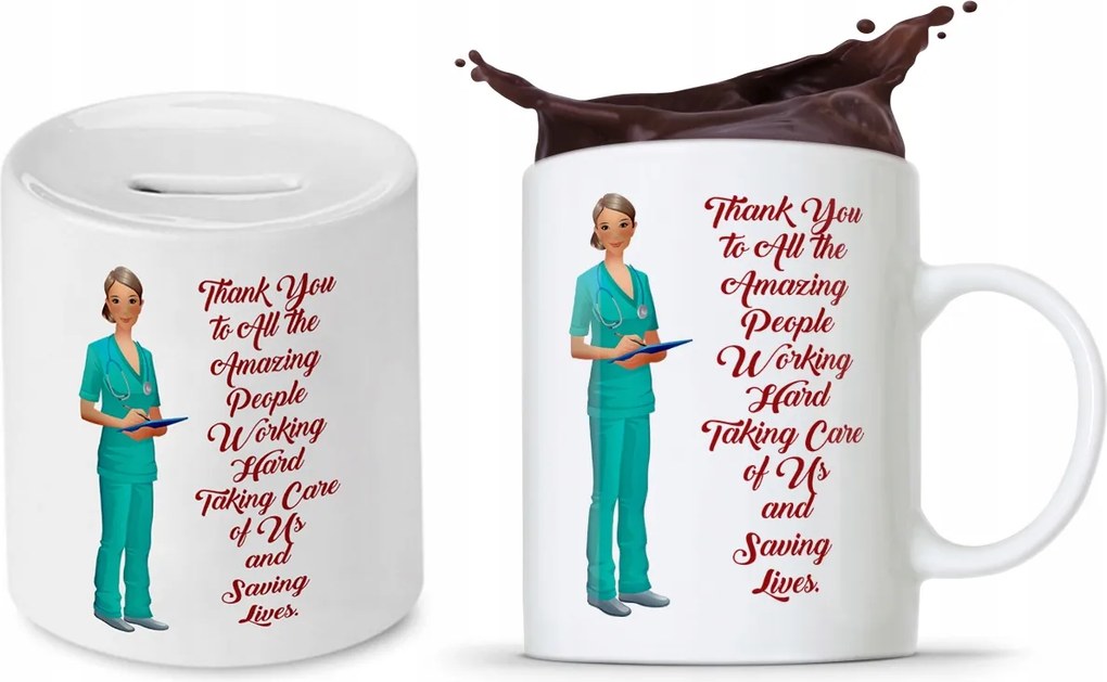 Ápolónő Szett Ajándék Bögre Persely fényképes nyomtatással