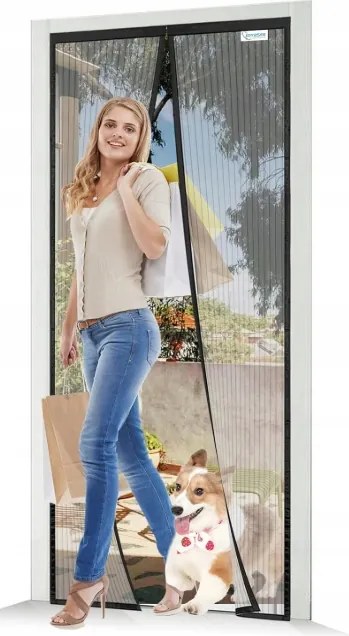 Továbbfejlesztett rovarriasztó ajtó 95 x 210 cm, fekete