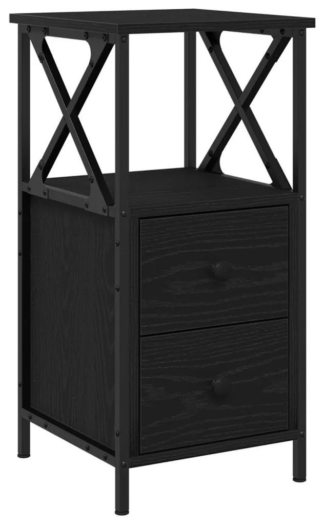 Éjjeli szekrények 2 db Fekete tölgyből 34x35,5x70 cm Mérnöki fa