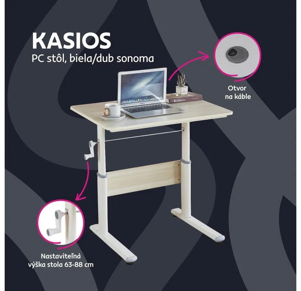 PC asztal Kasio (tölgy + fehér). 1119394