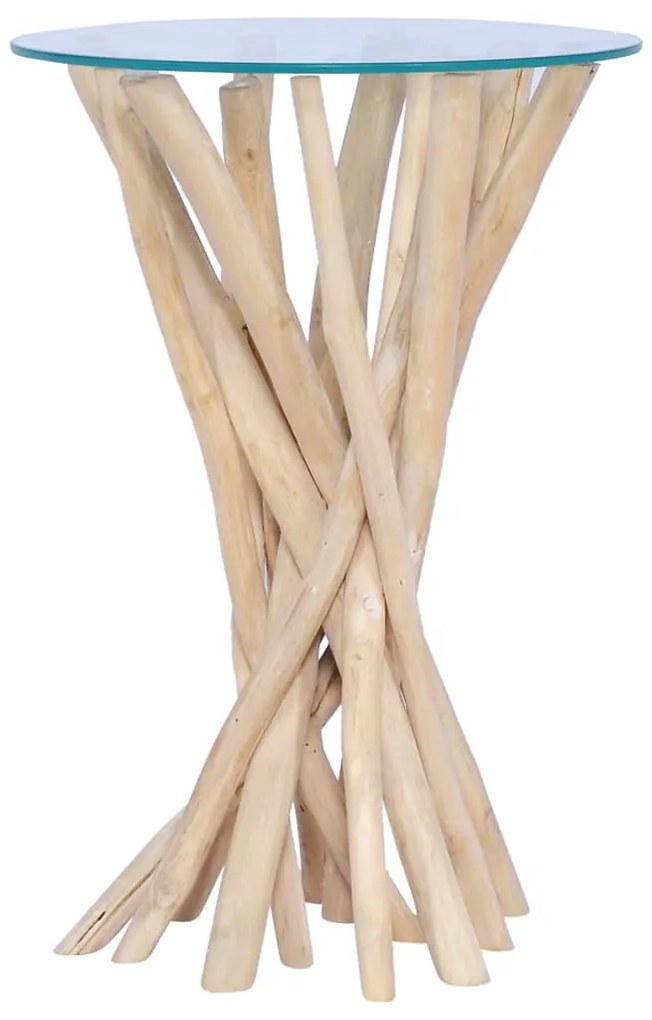 tömör tíkfa dohányzóasztal üveglappal 35 x 35 x 50 cm