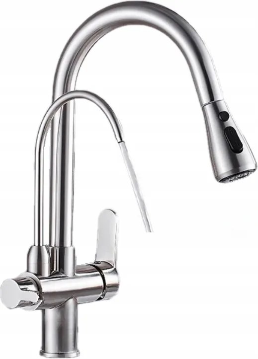 Csaptelep Konyhai csaptelep Ozmózis Szatén Kifolyócső Szatén Kihúzható