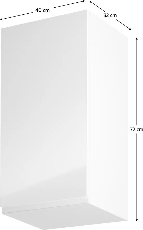 Felsőszekrény, fehér/fehér extra magasfényű, balos, AURORA G40