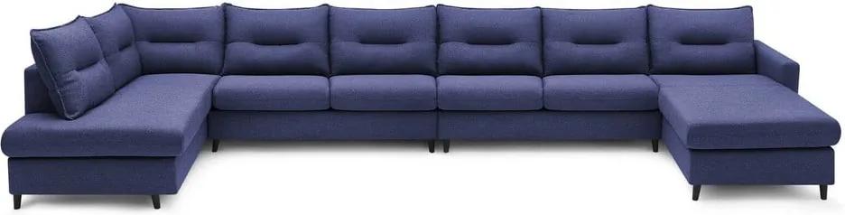 Sinki XXXXL kék kinyitható U alakú kanapé, jobb oldali - Bobochic Paris