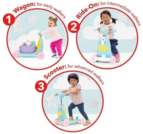Skip Hop - Tolós bicikli 3in1 ZOO unikornis 3xAAA