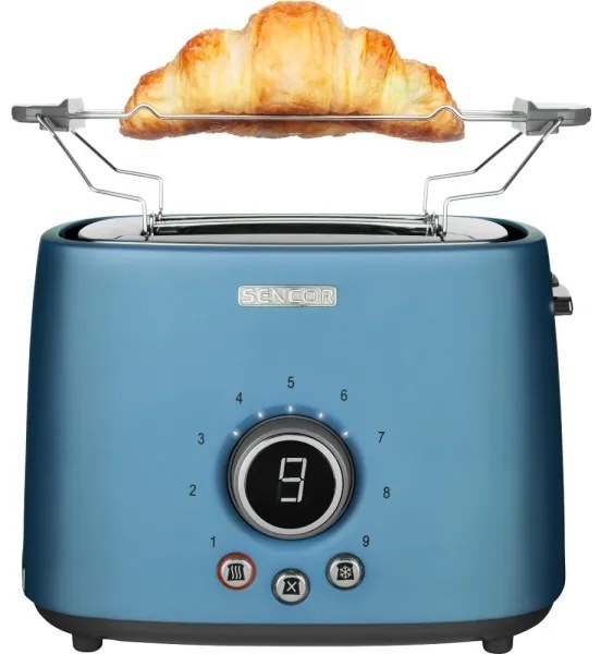 Sencor - 2 szeletes pirító melegítőráccsal 1000W/230V kék