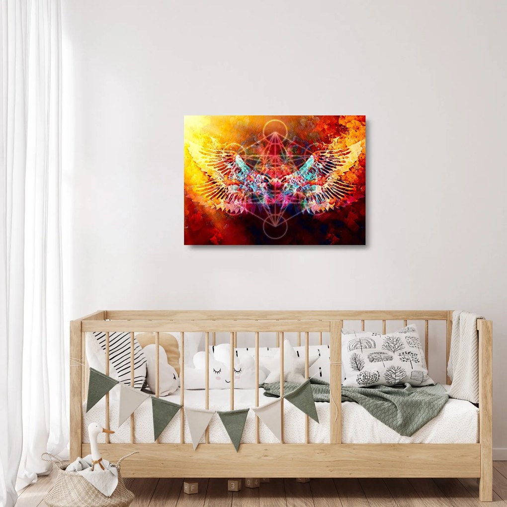 Kép - Merkaba szárnyakkal, absztrakció (üvegen) (70x50 cm)