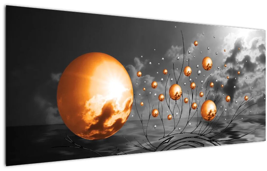 Narancssárga absztrakt gömbök képe (120x50 cm)