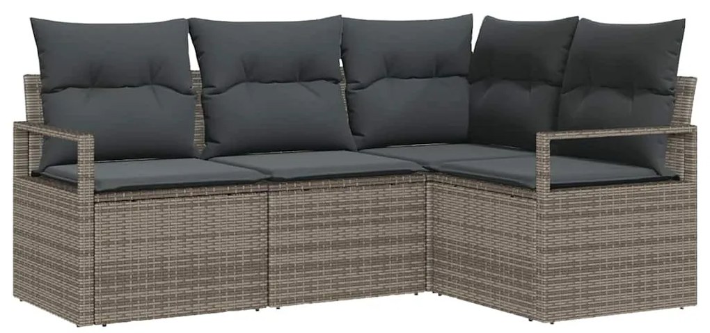 Kerti Kanapé Szett 4 pcs Szürke Poli rattan és porfestett acél