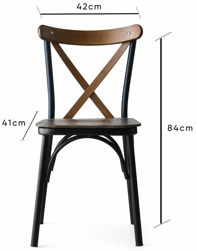 Ahsap Ekol Walnut étkezőszék szett, 4 db
