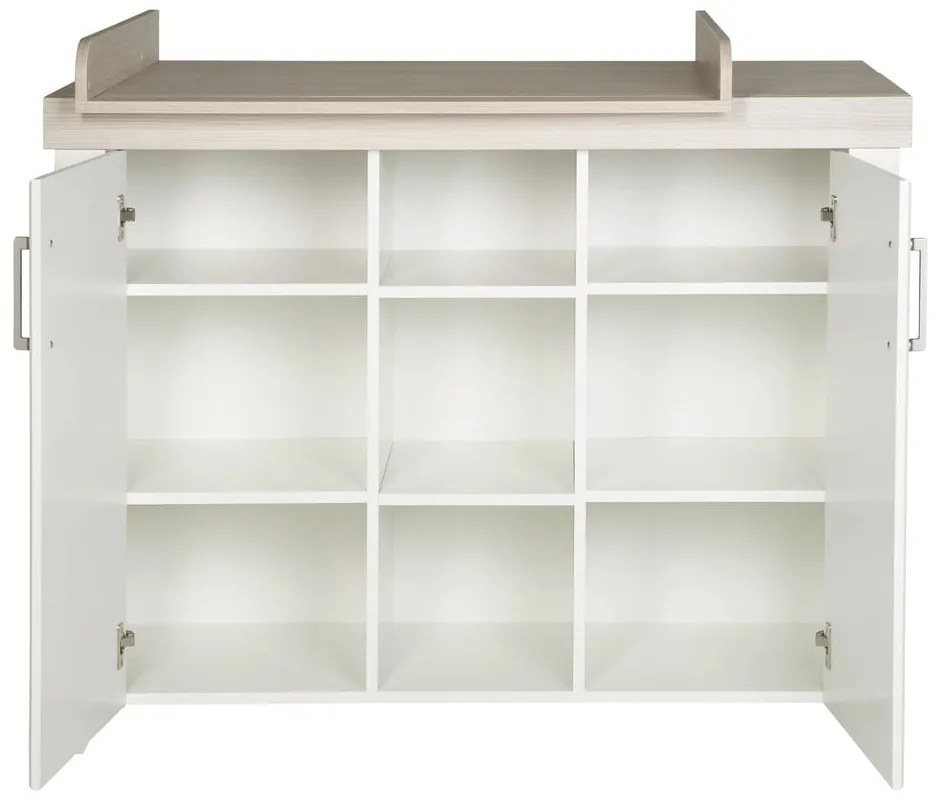 Fehér alacsony gyerek komód pelenkázó feltéttel szilfa dekorral 120x98 cm Felicia – Roba
