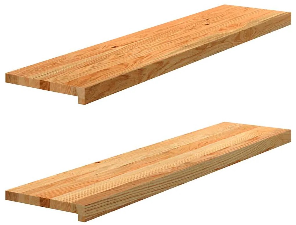 ablakpárkányok 2 db világosbarna 110x25x2 cm tömör fa tölgyfa