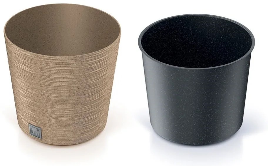 Prosperplast FURU ROUND LOW ECO WOOD kaspó 30 cm naturo