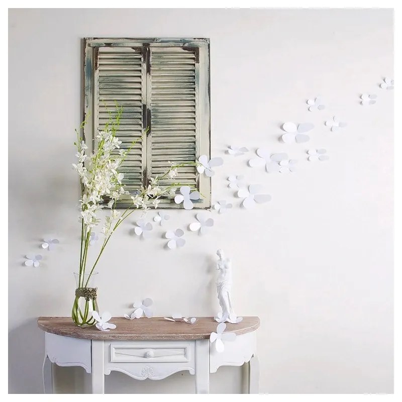 Flowers fehér 3D hatású 12 darabos öntapadós matricaszett - Ambiance