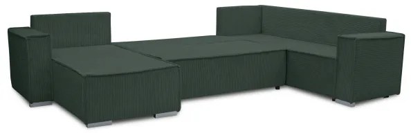 Univerzális, kihúzható U-alakú sarokülőgarnitúra LONDON, zöld