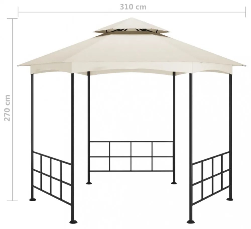 krémszínű pavilon oldalfalakkal 3,1 x 2,7 m