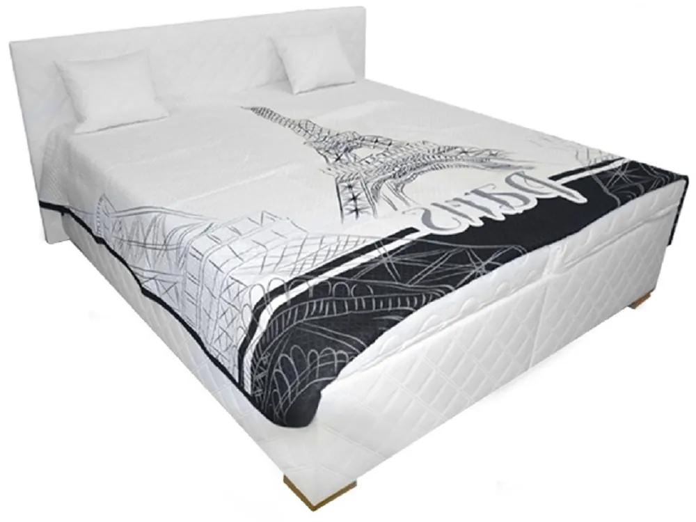Dupla ágy rakodótérrel és matracokkal, fehér, 160x200, VENEZIA LUX