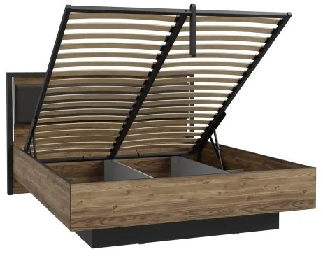 Franciaágy tárolóval OREN 160x200 cm barna/fekete