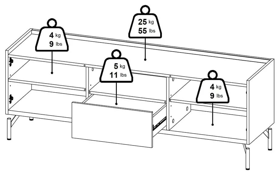 Barna TV-állvány tölgyfa dekorral 147x54x41 cm Bergen – Tvilum