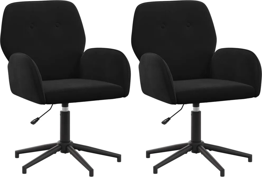 vidaXL Forgós Íróasztali Székek 2 db 54 x 55 x 90 cm Fekete Bársony