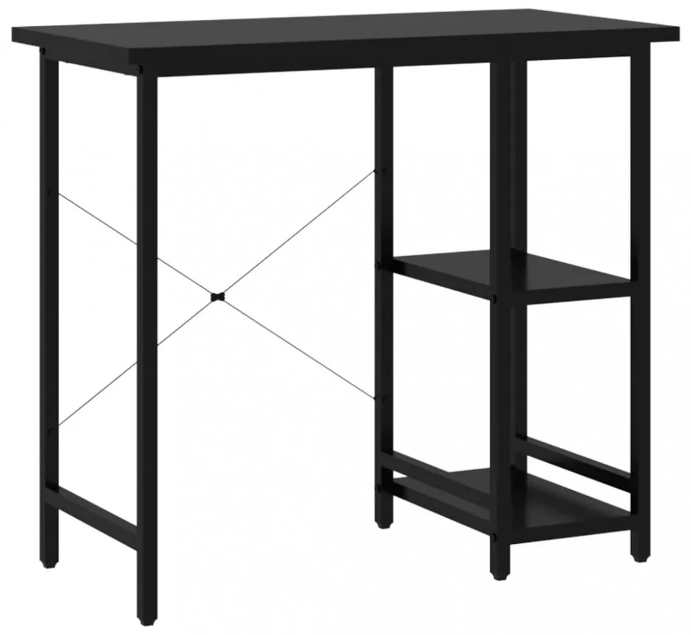 fekete MDF és fém számítógépasztal 80 x 40 x 72 cm