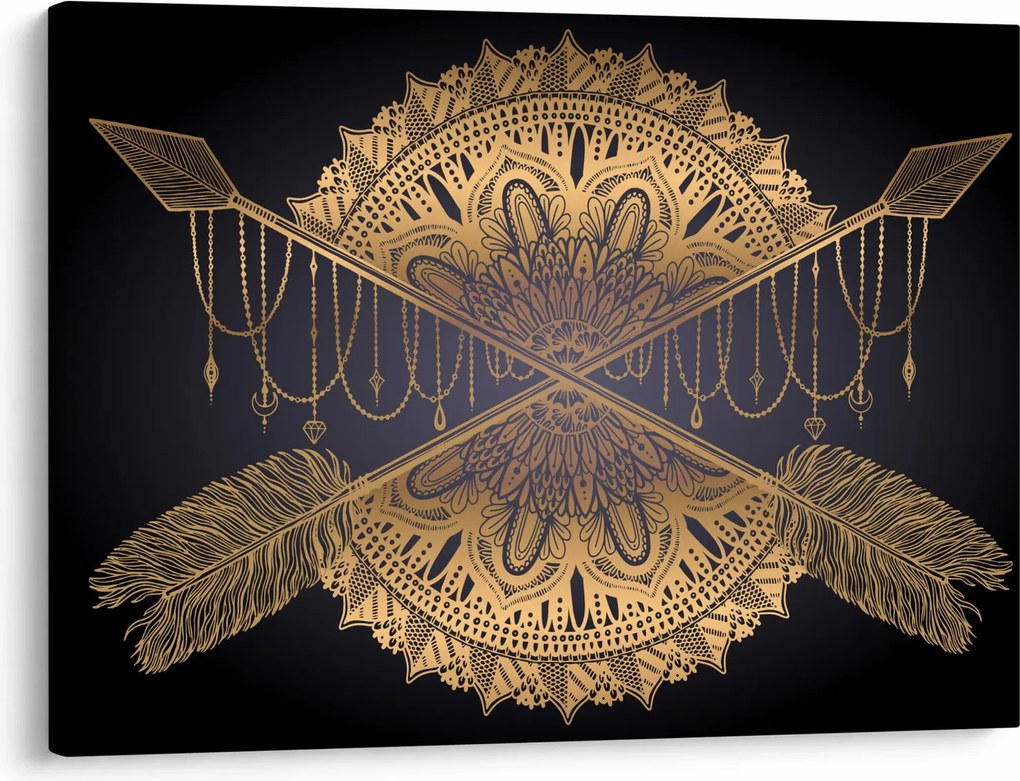 Kép - Arany mandala nyilakkal (70x50 cm)