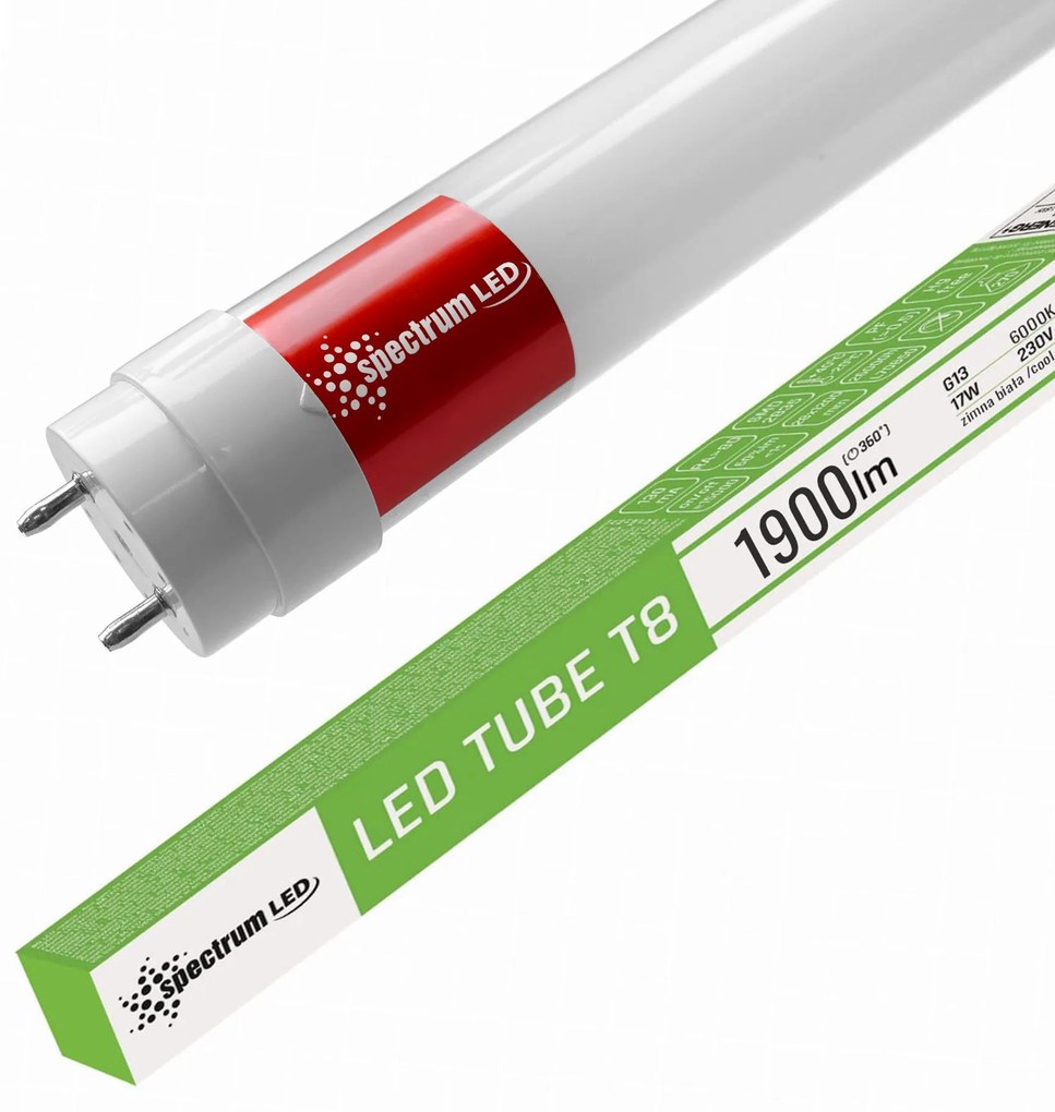 Spectrum LED Spektrum, LED cső 120cm, 1900lm, T8, 230V, 17W, 6000K hideg fehér, WOJ+22305, OSW-12006