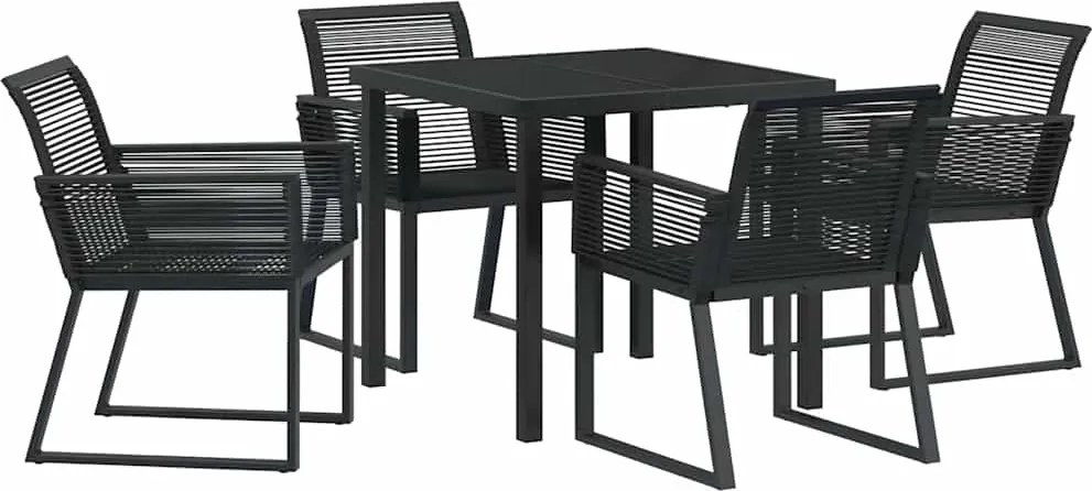 vidaXL Kert étkező szett 5 pcs Fekete Porszórt acél