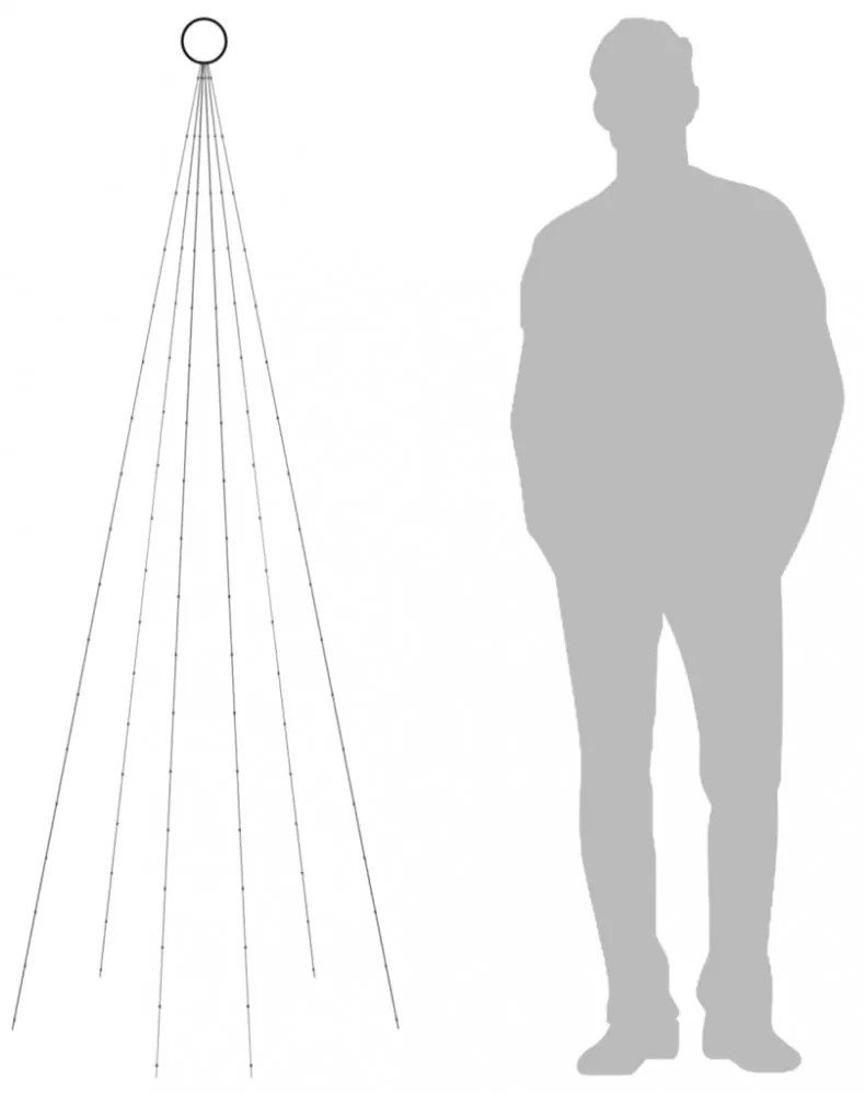 karácsonyfa zászlórúdon 108 hideg fehér LED-del 180 cm