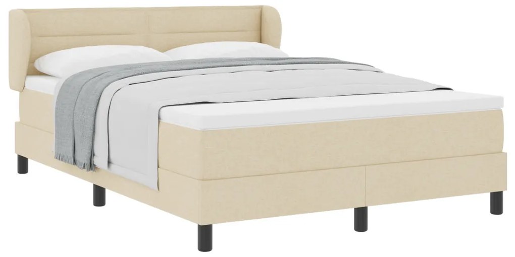 Boxspring Ágy Matrac Krém 140x200 cm Szövet