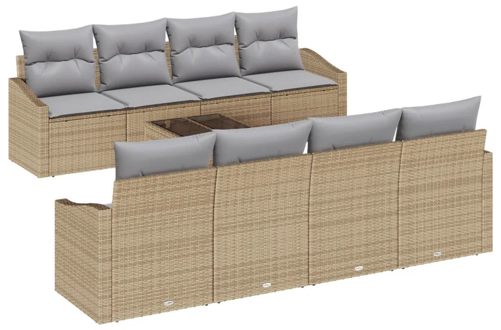 7 darabos kanapé szett párnákkal Bézs Poli rattan