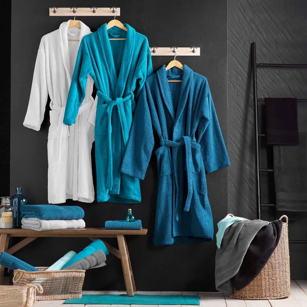 Világosszürke pamut fürdőköpeny M Tendresse – douceur d'intérieur