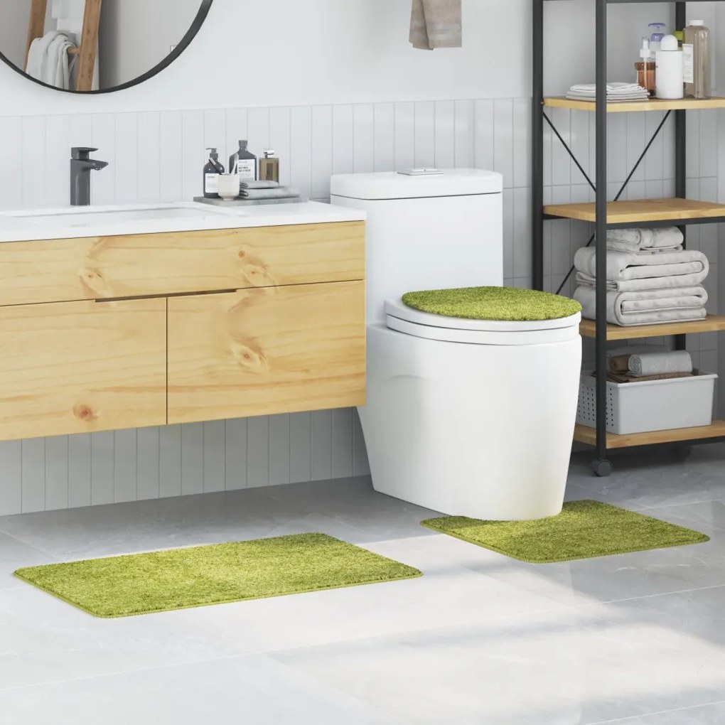 Csúszásmentes fürdőszőnyeg készlet 3 pcs Zöld 50 x 50 cm PP