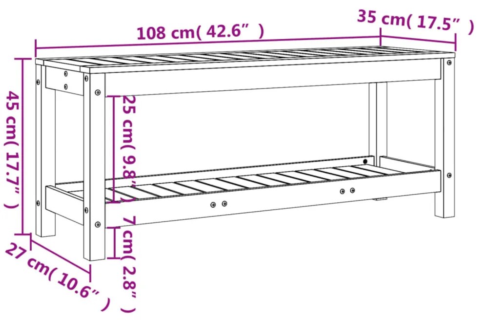 fekete tömör fenyőfa kerti pad 108x35x45 cm