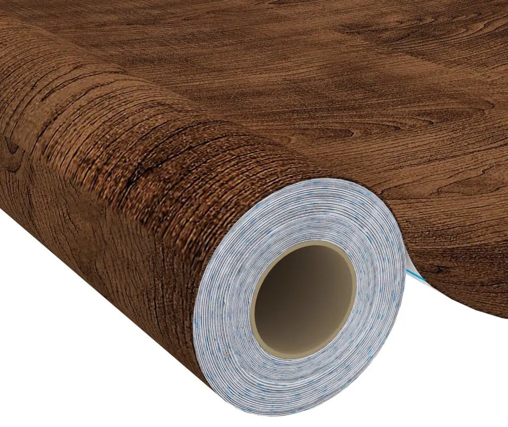 4 db sötét tölgyszínű öntapadó PVC ajtófólia 210 x 90 cm