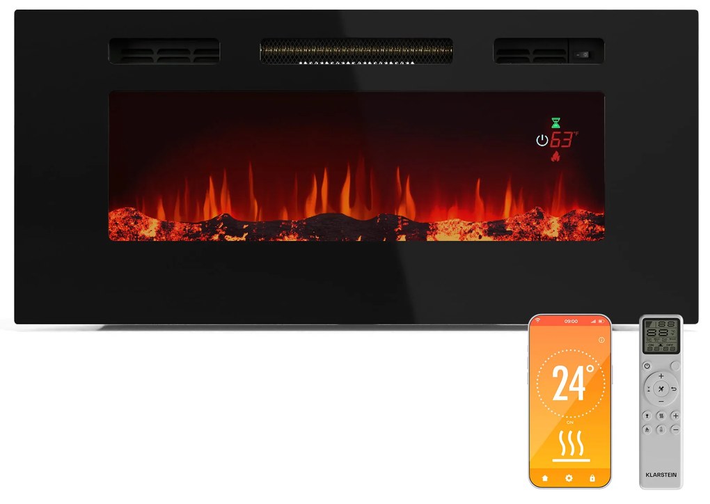 Galeras Smart Intelligens elektromos kandalló, 2 hőmérséklet beállítás, 16 - 30°, LED lángillúzió, IOT csatlakozási lehetőség