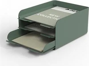 Irattálca, fém, 3 részes, ALBA, zöld (IAL35)