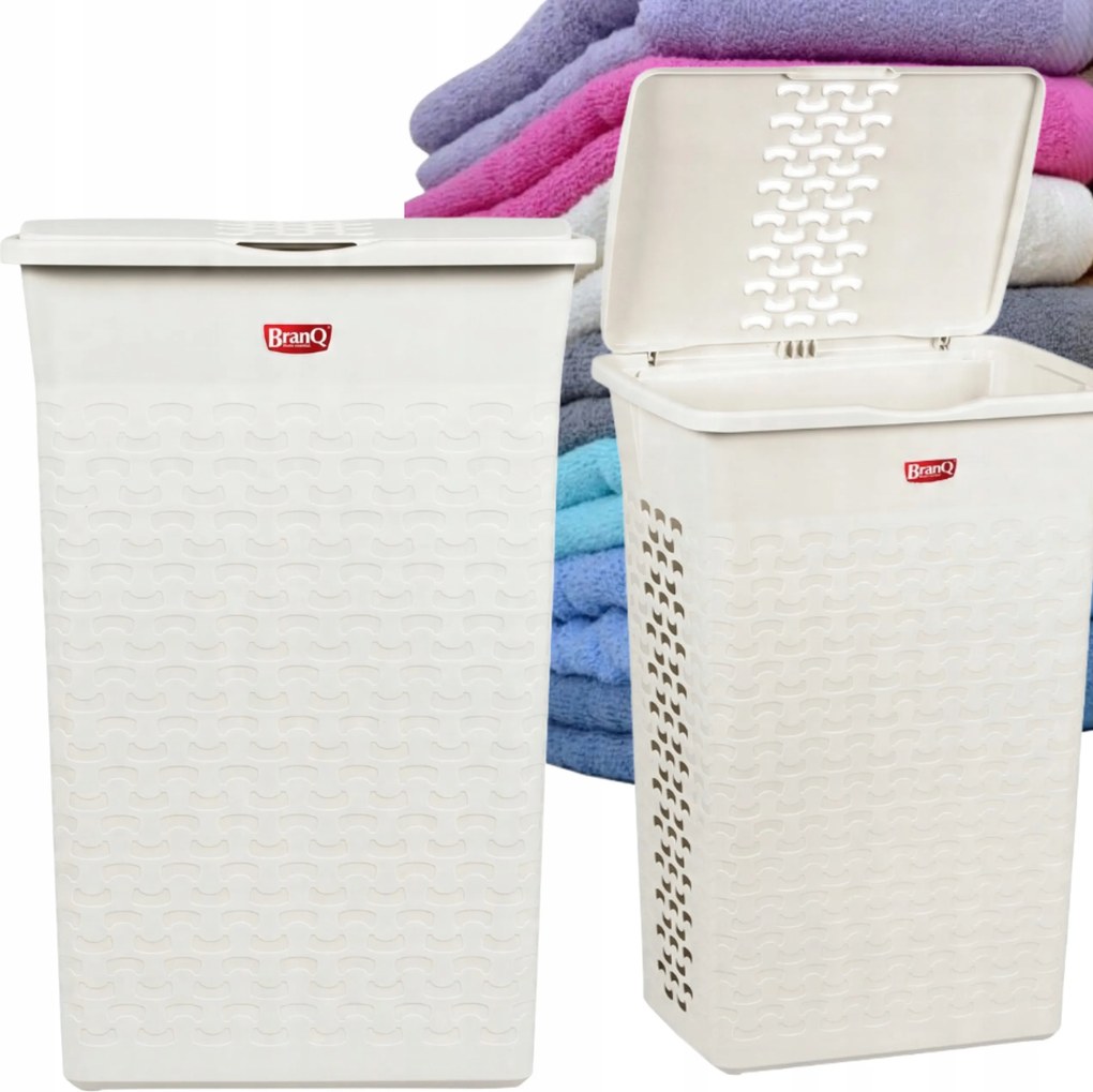 Kosár Szennyestartó Rendszerező Szabadon Álló Fehér Szellőző Branq 55L