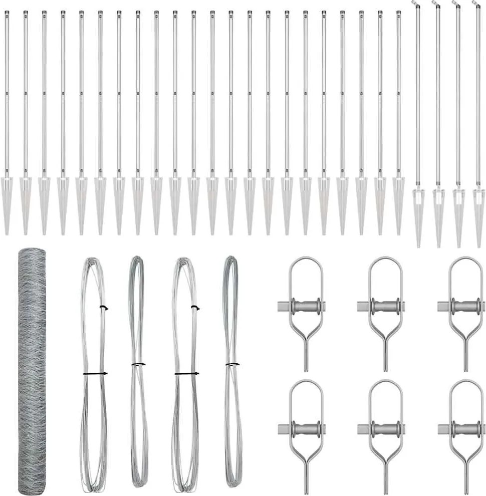 vidaXL Kerítésoszlop Ezüst 50 x 1,4 m (36 mm rácsos) Acél