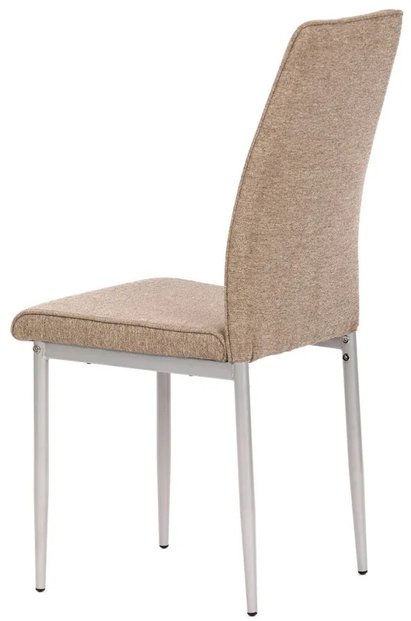 Scaun din material textil maro cu picioare din metal gri DCL-379