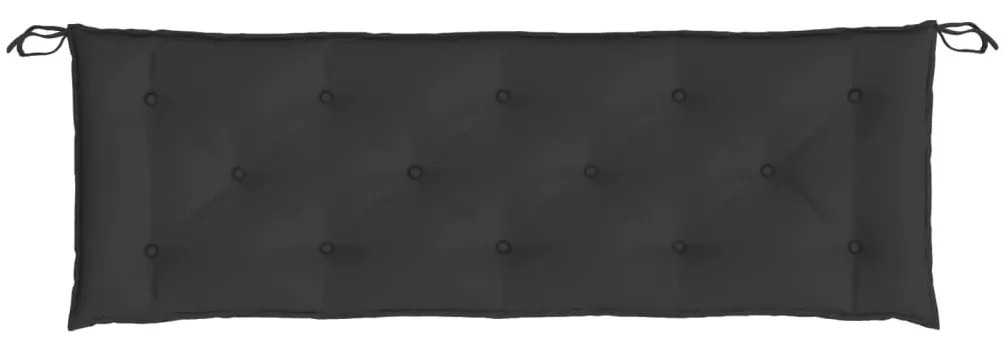 2 db fekete oxford szövet kerti padpárna 150 x 50 x 7 cm