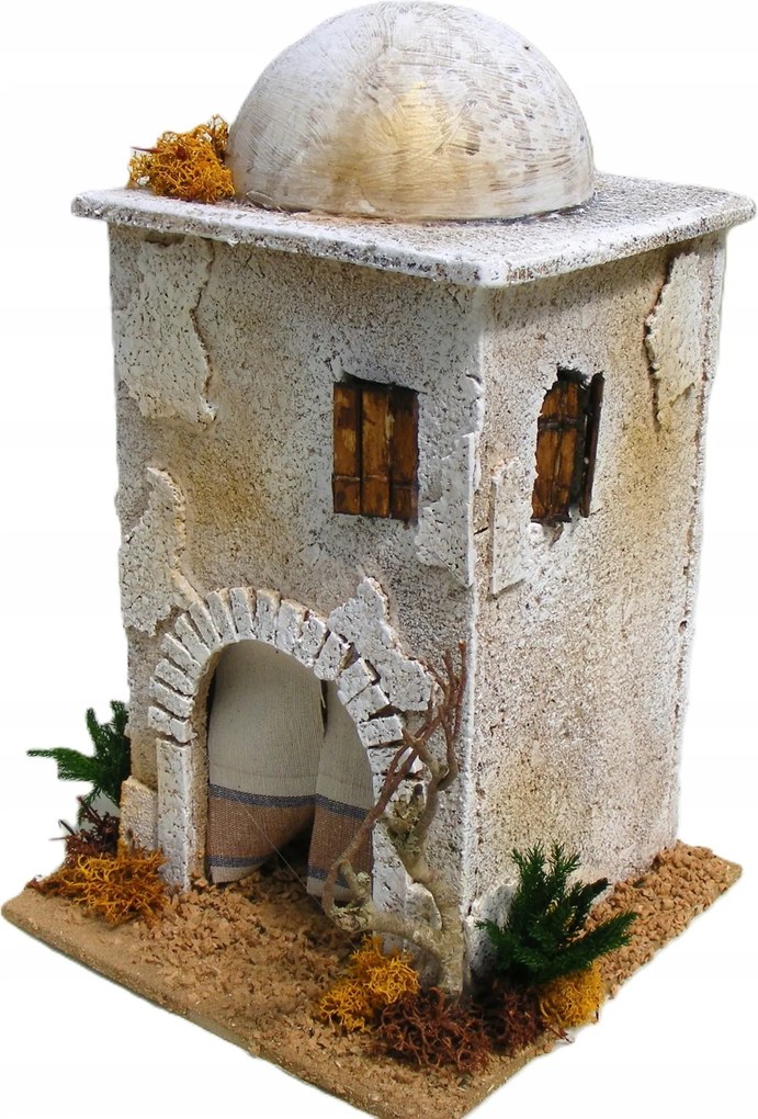 Keleti házikó kerek tetővel Betlehem dekorációhoz 27cm magas